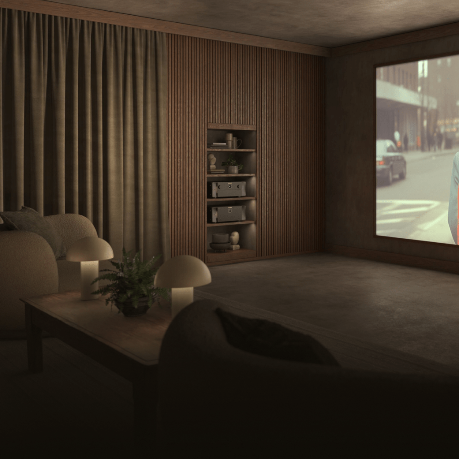 Home theater setup featuring the AV 20 powering an immersive viewing experience