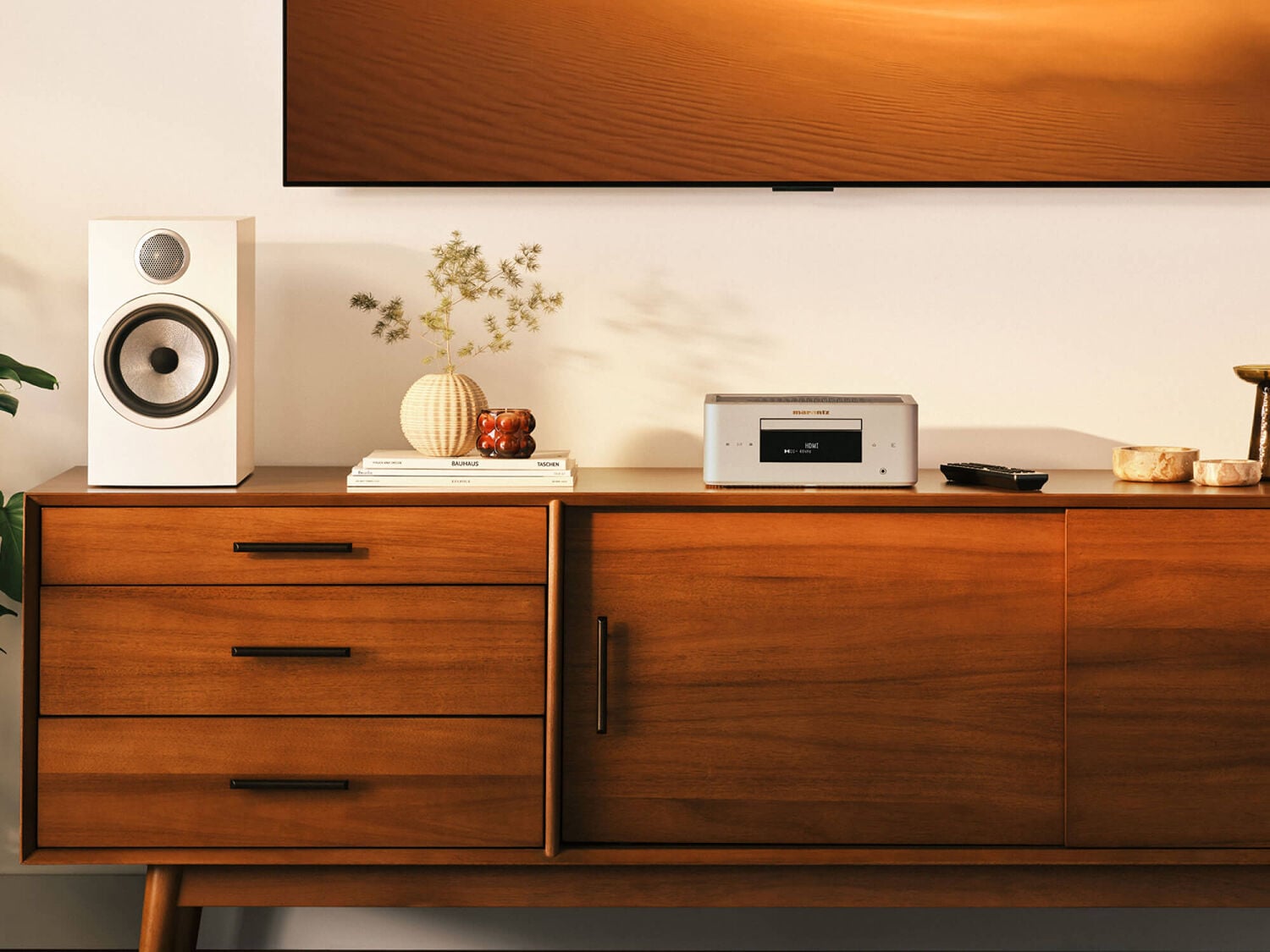 Champagne Gold MCR 60n sitting on wooden console