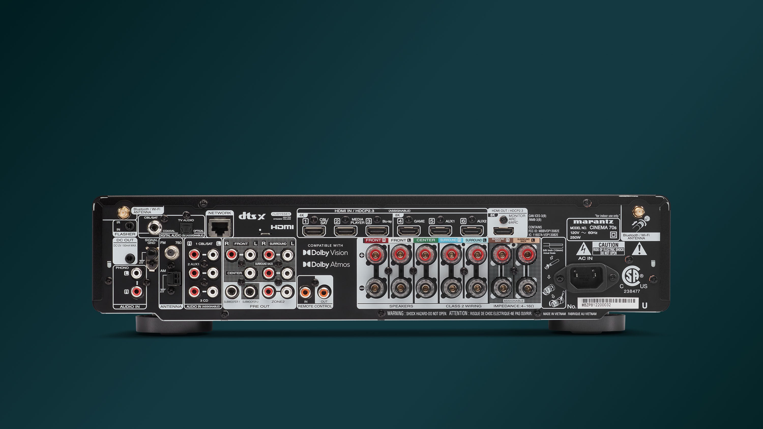 Marantz CINEMA 70s rear connections, US model