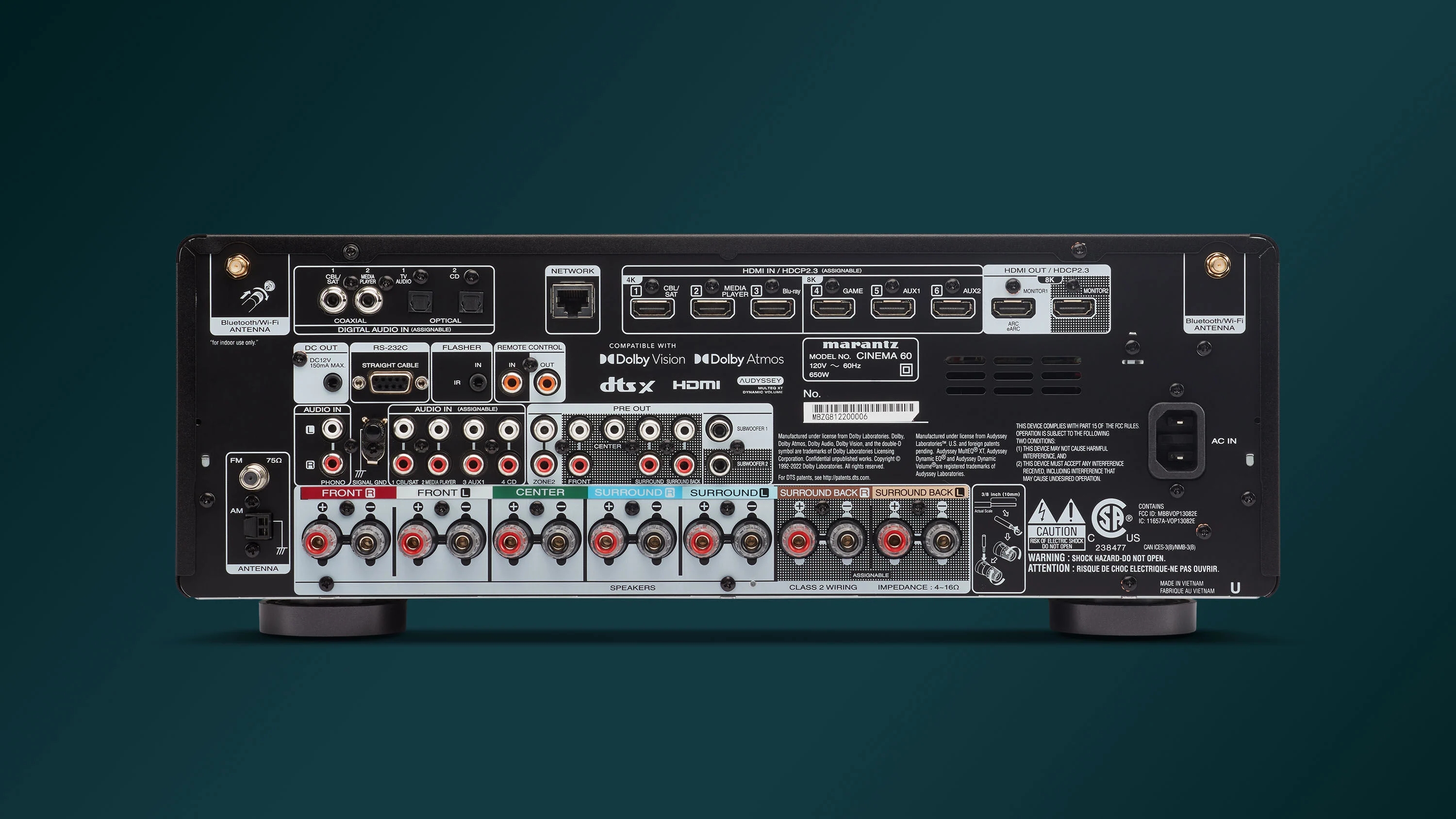 Marantz CINEMA 60 rear connections, US model